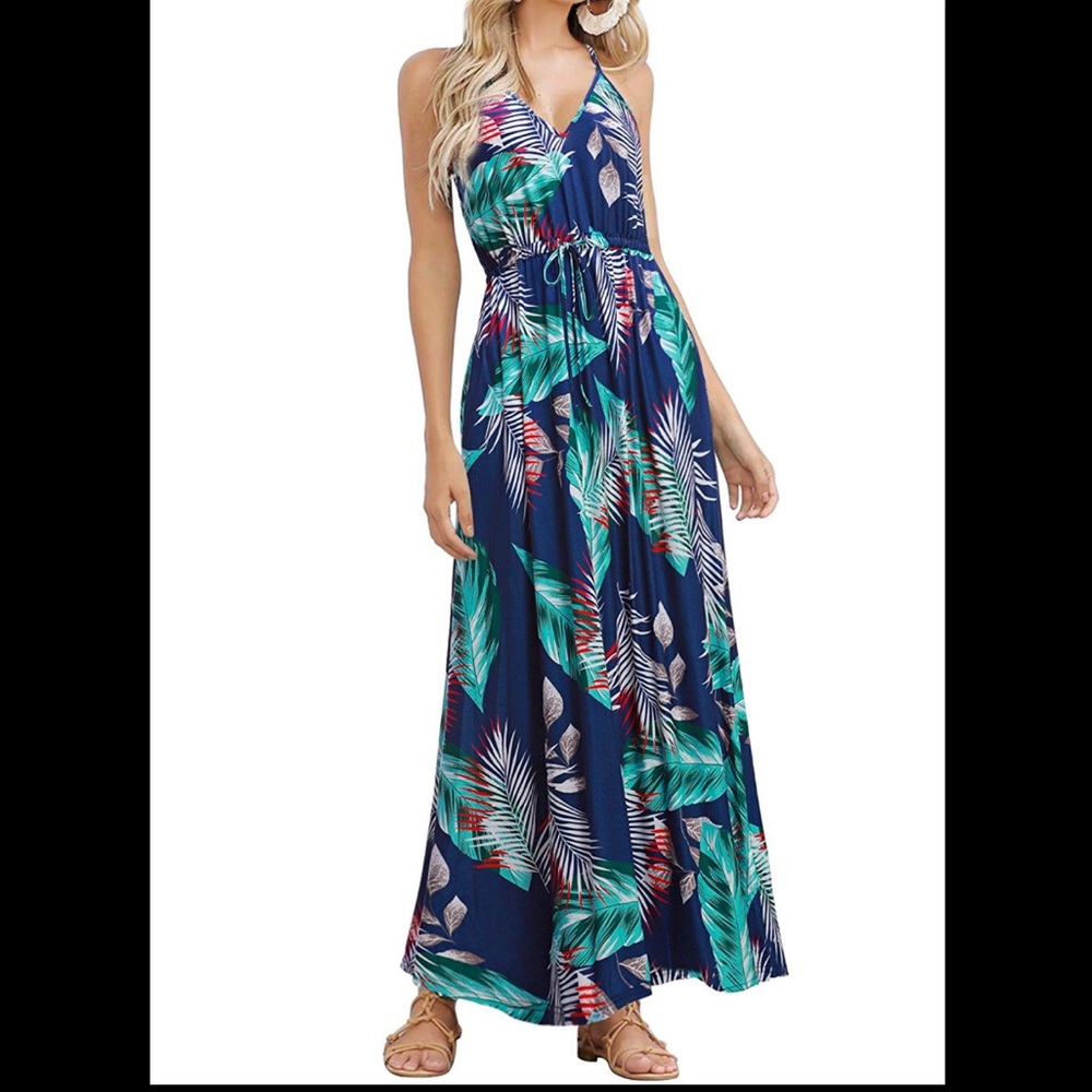 Maxi dress floral palm print